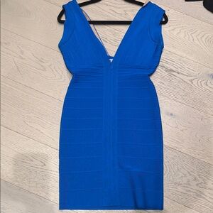 Herve Leger Vibrant Blue Backless Dress